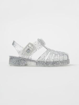 black glitter jelly shoes