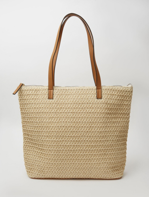 natural straw tote bag
