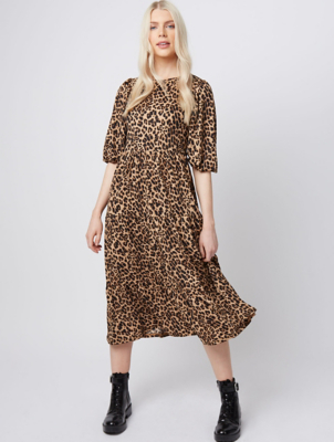 animal print tiered dress
