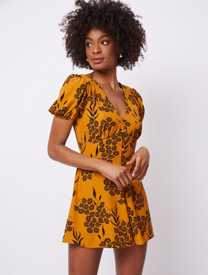 mustard floral playsuit