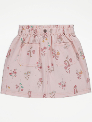 pale pink denim skirt