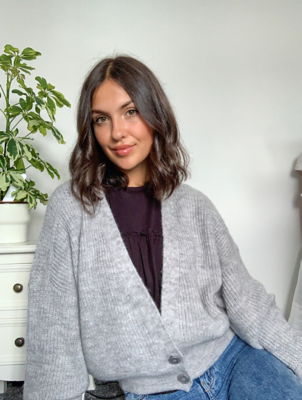 dark grey cropped cardigan