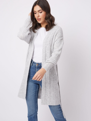 womens long gray cardigan