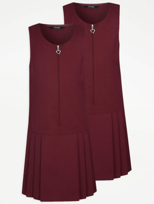 burgundy school pinafore dress