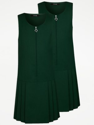 bottle green pinafore school dress