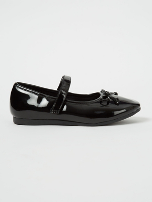 Girls Wide Fit Black Patent 1 Strap Ballet School Shoes