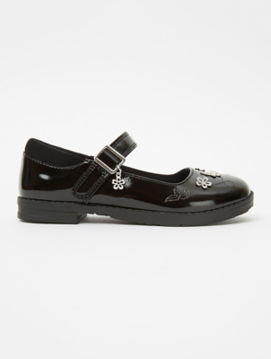 Girls Black Patent Butterfly Buckle 1 