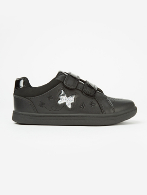 black leather school trainers