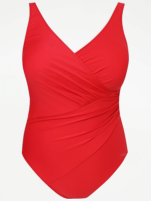 Taiko mave Kvarter køre Plus Size Red Wrap Swimsuit | Women | George at ASDA