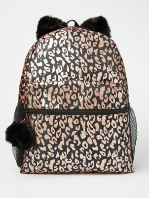 black and rose gold pink backpack