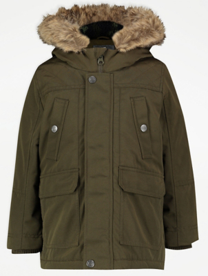 khaki hooded parka