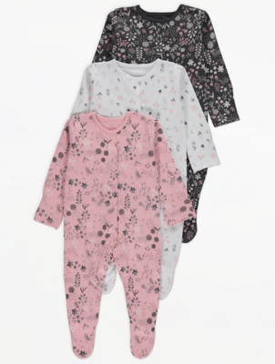 asda baby girl sleepsuits