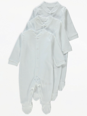 White Sleepsuits 3 Pack | Baby | George 