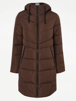 ladies long brown padded coat