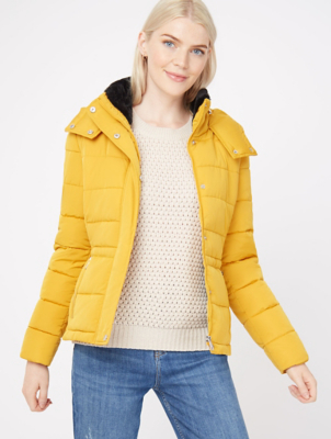 yellow puffer jacket women's