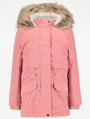 pink faux fur hooded sequin jacket