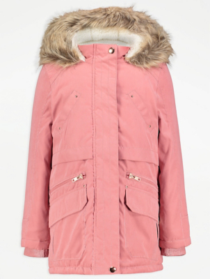 faux fur trim hooded parka