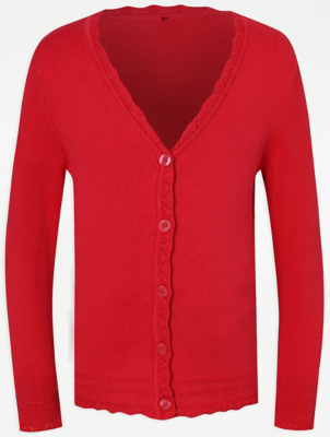 red school cardigan with pockets