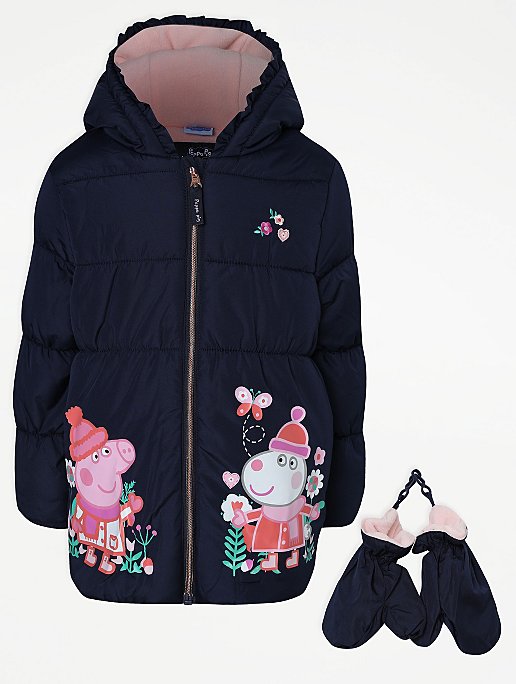 Peppa Pig And Suzy Sheep Navy Padded, Toddler Girl Winter Coats Asda