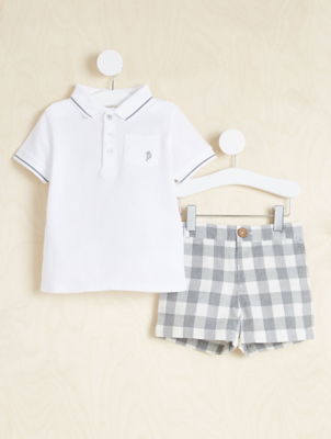 Billie Faiers White Polo Shirt And Check Shorts Outfit Kids George At Asda
