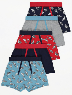Navy Shark Print Trunks 5 Pack