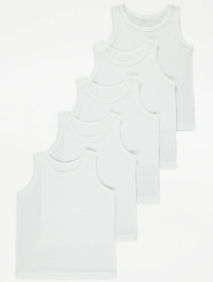 White Vests 5 Pack Kids at ASDA