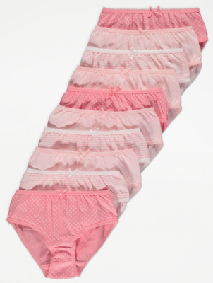 Pink Patterned Briefs 10 Pack