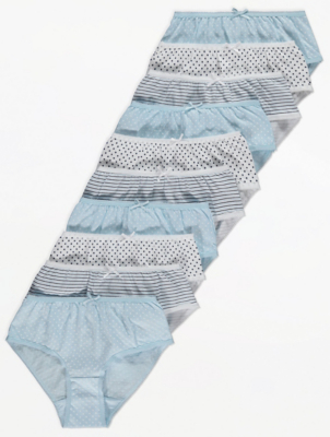 Pale Blue Patterned Briefs 10 Pack