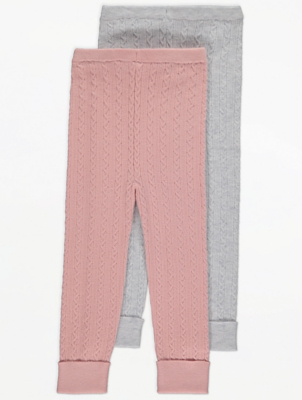 Pink Cable Knit Leggings 2 Pack