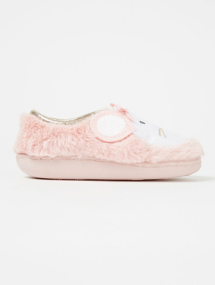 Pink Faux Fur Mouse Fullback Slippers 