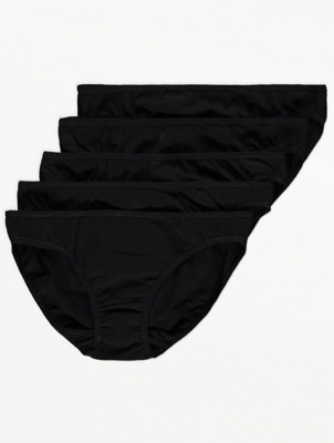 Black Mini Knickers 5 Pack Lingerie at ASDA