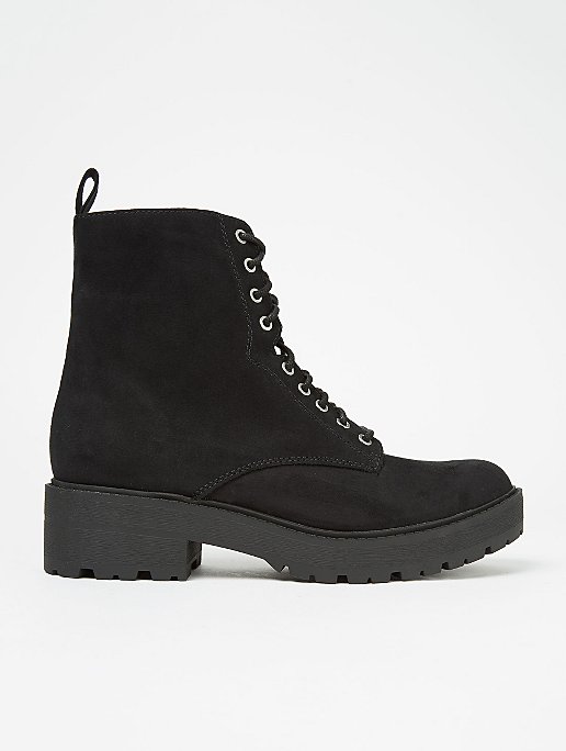 Black Suede Effect Lace Up Ankle Boots | Women | George at ASDA
