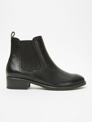 Black Leather Chelsea Boots | Women 