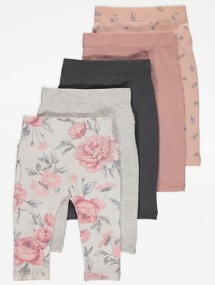 Pink Floral Leggings 5 Pack | Baby 