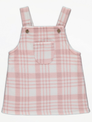 Pink Check Pinafore Dress Bodysuit and Tights