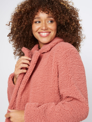 pink teddy coat asda