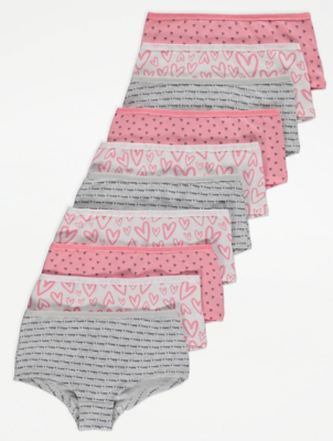 Pink Heart Print Shorts 10 Pack