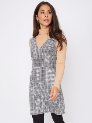 check print pinafore dress