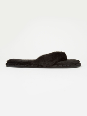 faux fur toe post slippers