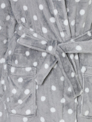 grey spotty dressing gown