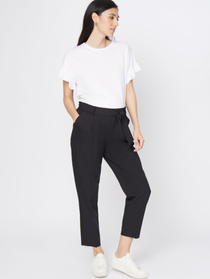 tie waist cropped trousers