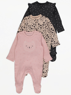 leopard print baby sleepsuit