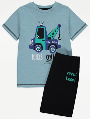 Blue Tow Truck Print Short Pyjamas
