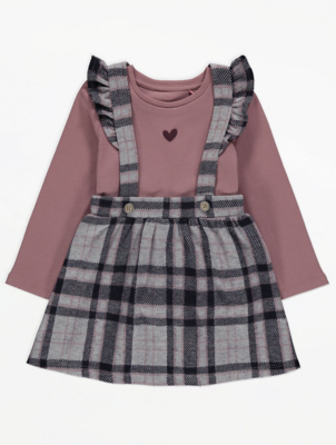 grey check pinafore