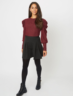 Dark Grey Mini Skater Skirt | Women 
