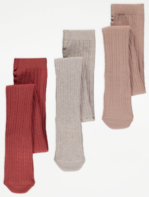 Pink Cable Knit Tights 3 Pack
