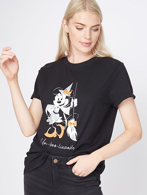 Ugyldigt ugunstige sammensværgelse Disney Minnie Mouse Halloween Witch Slogan T-Shirt | Women | George at ASDA