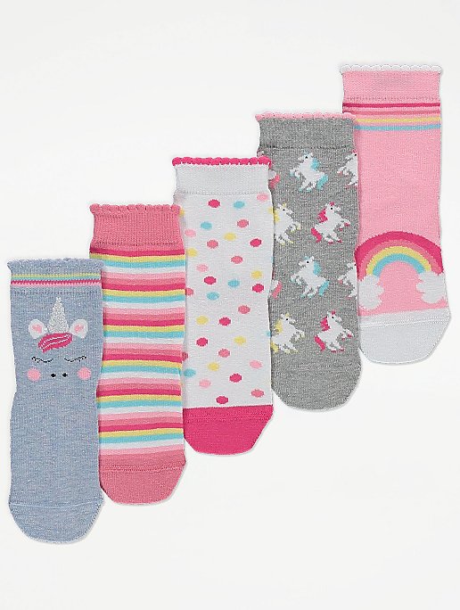 5 Packs Girls Baby Toddler Cute Cotton Socks with Unicorn/Rabbit Pattern