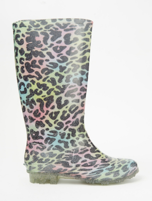 grey leopard print wellies