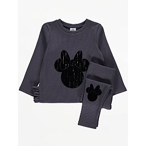 Disney Minnie Mouse Grey Rib Knit Top and Leggings Outfit